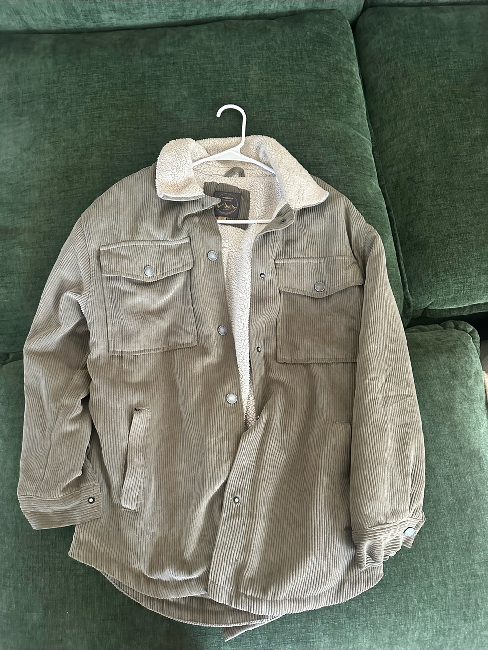 Sherpa-Lined Corduroy Jacket - Olive